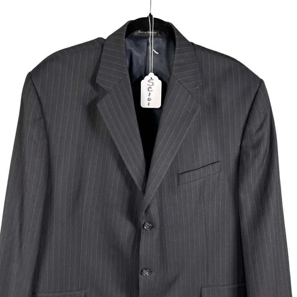 Calvin Klein Mens 44R Blue Pinstripe Wool Single Breasted Sport Coat Old Money